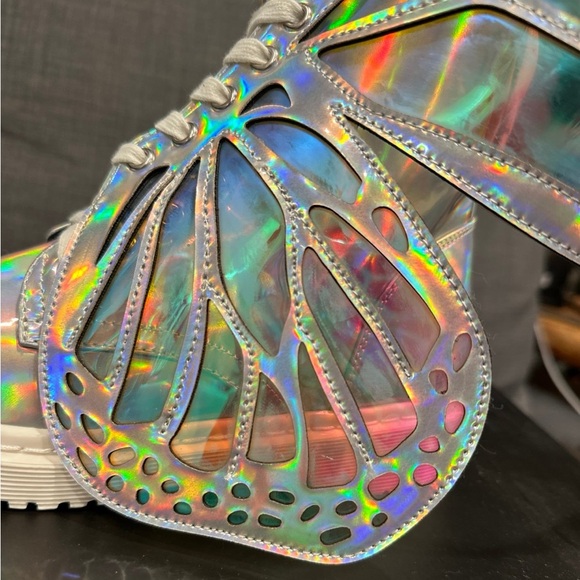 Dolls kill Club exx holographic butterfly boots - Picture 8 of 11